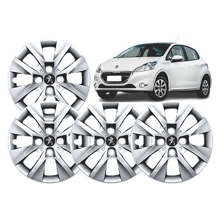 Jogo 4 Calota  Universal Aro 14p Mod Peugeot 206/207/208 - 2015/16 (cubo Baixo) Parafuso