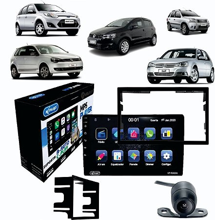 Kit Central Multimidia Carplay Android Auto Universal Com Moldura 2 Din Com Camera