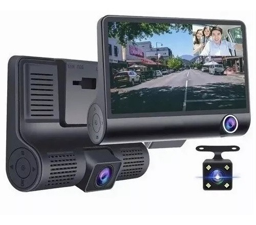 Dvr Camera Veicular Automotiva Gravação Full Hd Frontal Ré Lcd 4