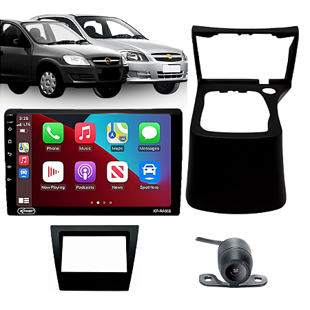 Painel Automotivo Tela Carplay Sistema Android Câmera Ré Celta G2 Prisma 2007 2008