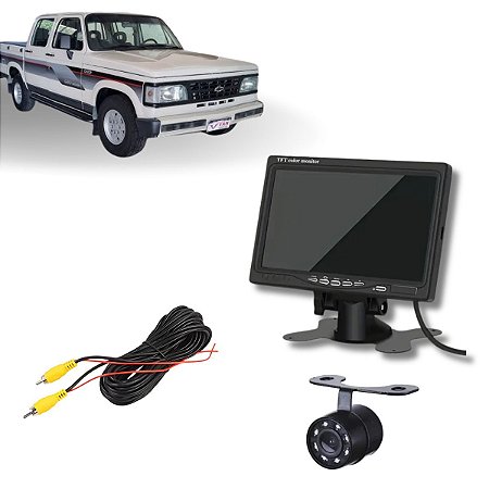 Tela Lcd 7" Polegadas Aiker + Cabo Rca 6 Metros + Câmera De Ré Infravermelho