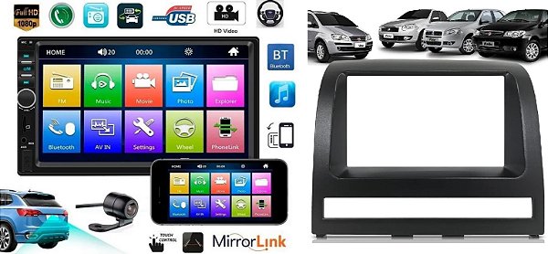 Painel Multimidia Mp5 Moldura Camera Re Palio 2005 Até 2012