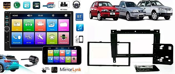 Multimidia Bluetooth Mp5 2din Gol Parati Saveiro G3 2000 Até 2005