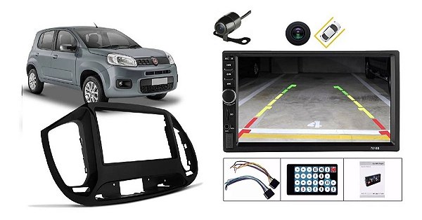 Kit Moldura Câmera Traseira Tela Multimidia Mp5 Fiat Uno 2015 Até 2020