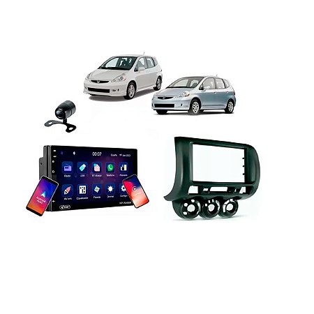 Central Kit Multimídia Espelhamento Honda Fit G1 2004 Até 2008