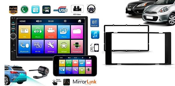 Kit Central Som Multimídia Nissan Versa March 2014 2015 2016