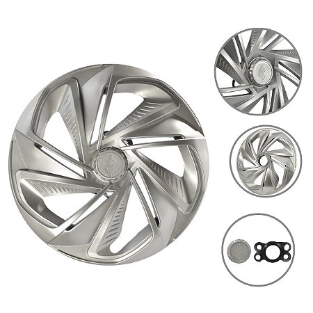 Kit 4 Calotas Esportivas Nitro Aro 14 Prata Para Rodas Com Sistema De Furação 4 E 5