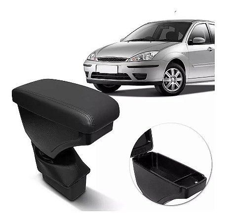 Apoio Encosto De Braço Descanso Focus Hatch Sedan 2001 2002 2003 2004 2005 2006 2007 2008 Couro Preto Cinza Grafite Porta Objetos Suporte Automotivo