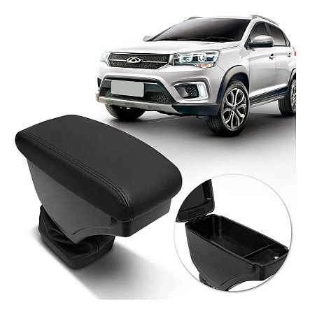 Apoio Descanso De Braço Encosto Banco Tiggo 2 2018 2019 2020 Couro Preto Cinza Grafite Porta Objetos Suporte Automotivo