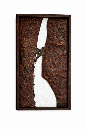 Escultura Escalada em Aço Corten – Arte Decorativa de Parede 55×30 cm