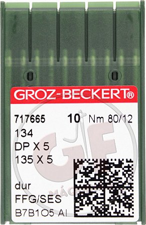 Agulha DPx5 12 para costura reta cabo grosso e travete MARCA: Groz Beckert / MODELO: DPx5 12