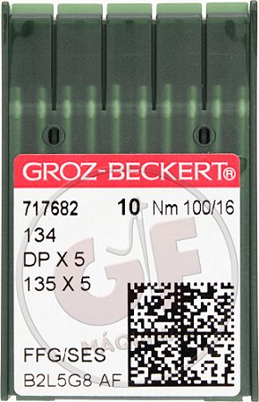 Agulha DPx5 16 para costura reta cabo grosso e travete MARCA: Groz Beckert / MODELO: DPx5 16