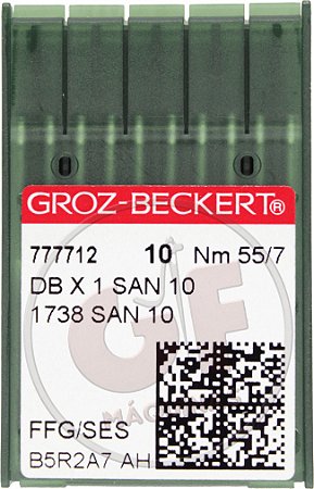 Agulha DBx1 07 (San 10) para costura reta cabo fino MARCA: Groz Beckert / MODELO: DBx1 07 San 10