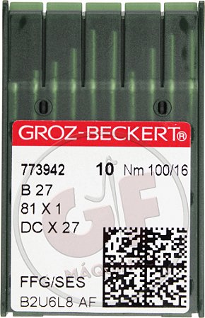 Agulha DCx27 16 MARCA: Groz Beckert / MODELO: DCx27 16