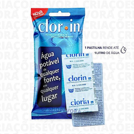 Kit C/ 05 Cartelas Pastilhas Purificadoras de Água Clorin (25 pastilhas)