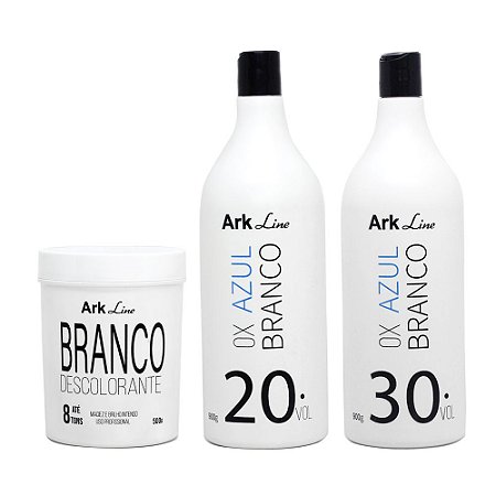 1 PÓ DESCOLORANTE BRANCO  500G + 2 OX AZUL BRANCO