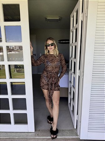 Vestido curto de onça