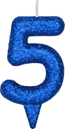 Vela de Aniversário Siba Número 5 Shine Cor Azul com Glitter Unidade