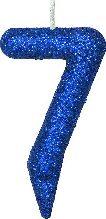 Vela de Aniversário Siba Número 7 Shine Cor Azul com Glitter Unidade