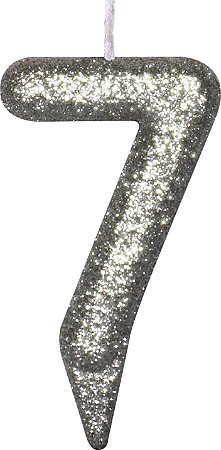 Vela de Aniversário Siba Número 7 Shine Cor Prata com Glitter Unidade