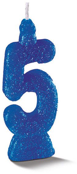 Vela de Aniversário Siba Número 5 Pop Cor Azul com Glitter Unidade