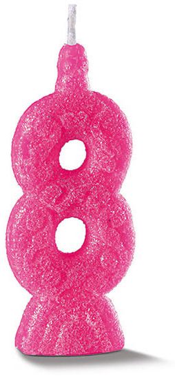 Vela de Aniversário Siba Número 8 Pop Cor Rosa com Glitter Unidade