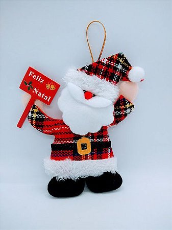 Enfeite de Tecido e Feltro Noel Natal Com Placa Feliz Natal  14cm Altura x 10cm Largura R.Z3605 Unidade
