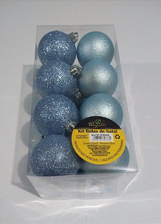 Bola de Natal 5cm Cor Azul Claro R.ntb5202 Pacote Com 16 Unidades