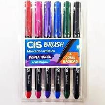 Caneta Marcador Artístico Cis Brush Pen Lettering R.710000 Estojo Com 6 Cores Básicas