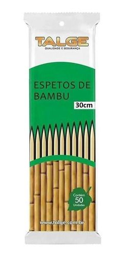 Espeto de Bambu para Churrasco 30cm Pacote Com 50