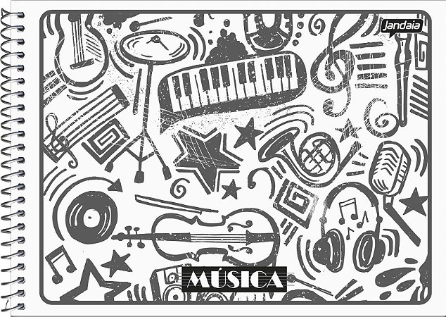 Caderno Espiral Para Música Capa Flexível Sortida Jandaia Basic Art 20cm X 14cm Com 40 folhas R.69694 Unidade