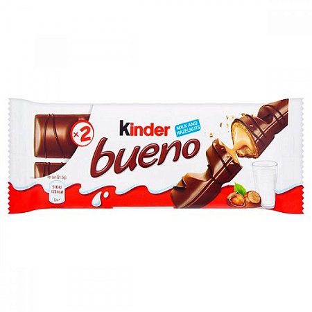 Wafer Chocolate Ao Leite Kinder Bueno Com Recheio Leite + Avelãs 43 Gramas Unidade