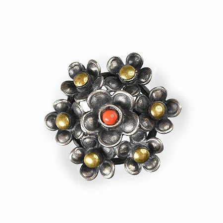 Anel Silver Flower Coral