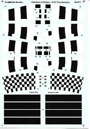 Aeromaster Decais - Decal de Listras e Xadrez para P-47 Thunderbolt - 1/48