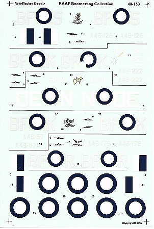 Aeromaster Decais - Decal para CAC Boomerang da Força Aérea Real Australiana - 1/48