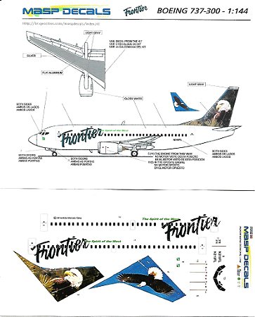 MASP Decais - Decais para Boeing 737-300 da Frontier "Águia" - 1/144