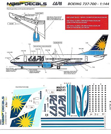 MASP Decais - Decais para Boeing 737-700 da LAPA (Lineas Aereas Privadas Argentinas) - 1/144