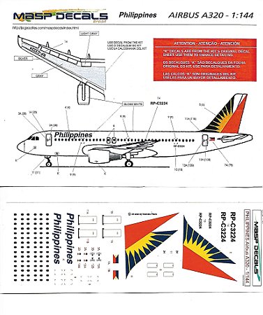 MASP Decais - Decais para Airbus A320 da Philippines Airlines - 1/144