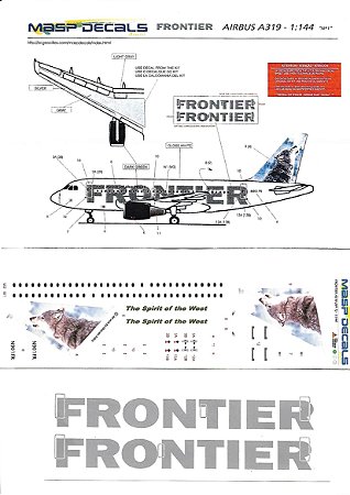 MASP Decais - Decais para Airbus A319 da Frontier "Lobo" - 1/144
