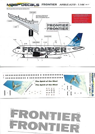 MASP Decais - Decais para Airbus A319 da Frontier "Ganso Canadense" - 1/144