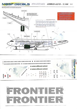 MASP Decais - Decais para Airbus A319 da Frontier "Cisne" - 1/144