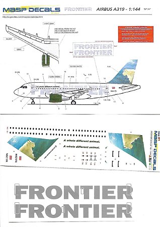 MASP Decais - Decais para Airbus A319 da Frontier "Cabra Montanhesa" - 1/144