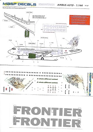 MASP Decais - Decais para Airbus A319 da Frontier "Lince" - 1/144