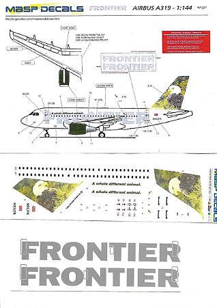 MASP Decais - Decais para Airbus A319 da Frontier "Águia Careca" - 1/144