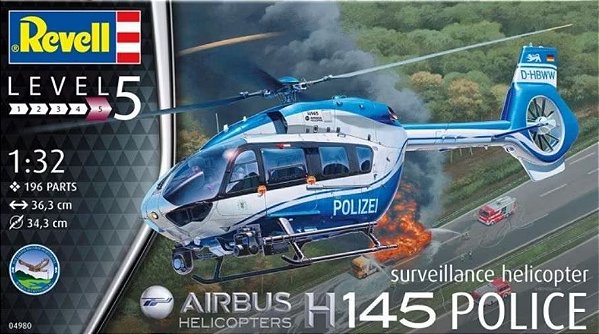 Revell - Helicóptero de vigilância Airbus H145 "Deutsche Polizei" - 1/32