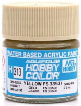 Gunze - Aqueous Hobby Colors H313 - Yellow  FS33531 (Semi-Gloss)