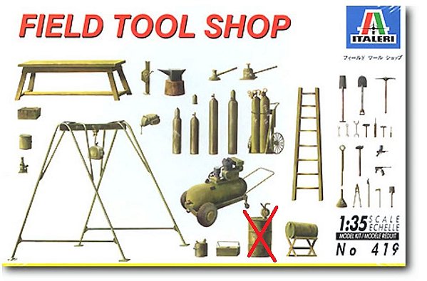 ITALERI - Field Tool Shop - 1/35 (falta peça)