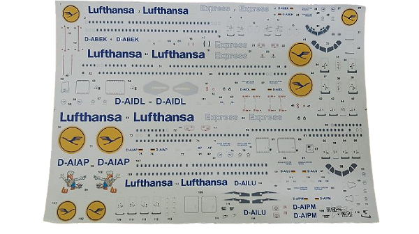 Brasil Decais - Decal Airbus A300/A310/A319/A320/Boeing 737 da Lufthansa - 1/144