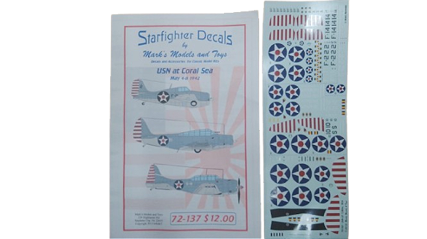 Starfighter Decals - Decais "USN at Coral Sea May 4-8 1942 - 1/72