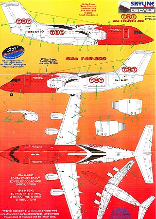 SKYLINE DECAIS - Decais para BAe 146-200 "TNT" - 1/144